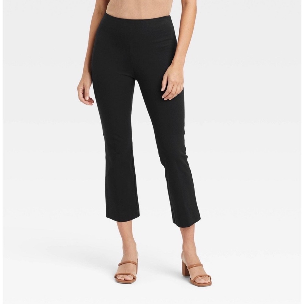 A New Day Black‎ Kick Flare High Rise Cropped Pants Size 18R Stretch Side Zip